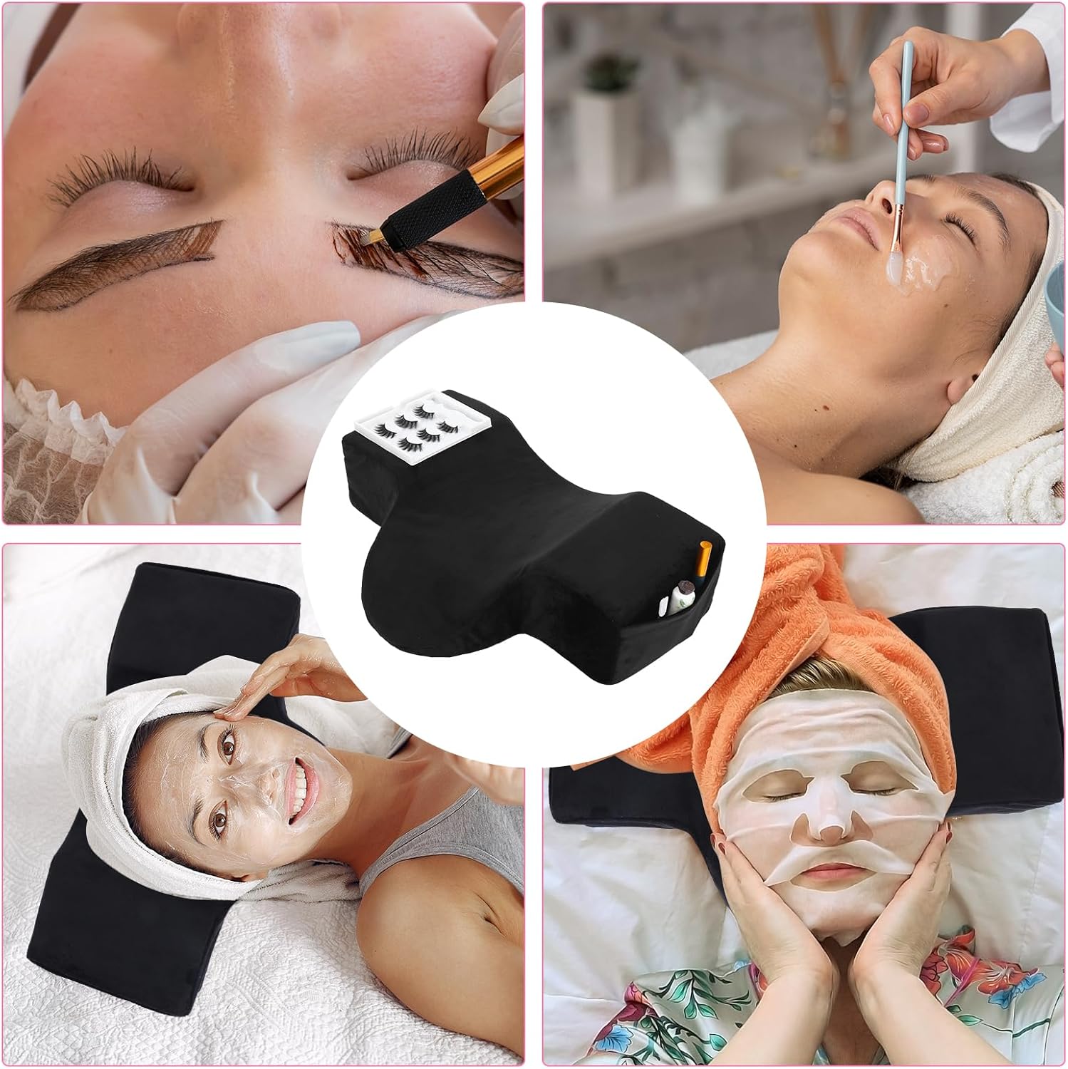 Beauty Salon Lashing Pillow,Comfortable Velvet Memory Foam Eyelash Extension Pillow,Ergonomic Neck Pillow,Protect The Neck When Used for Lash Extension Grafting Make Up