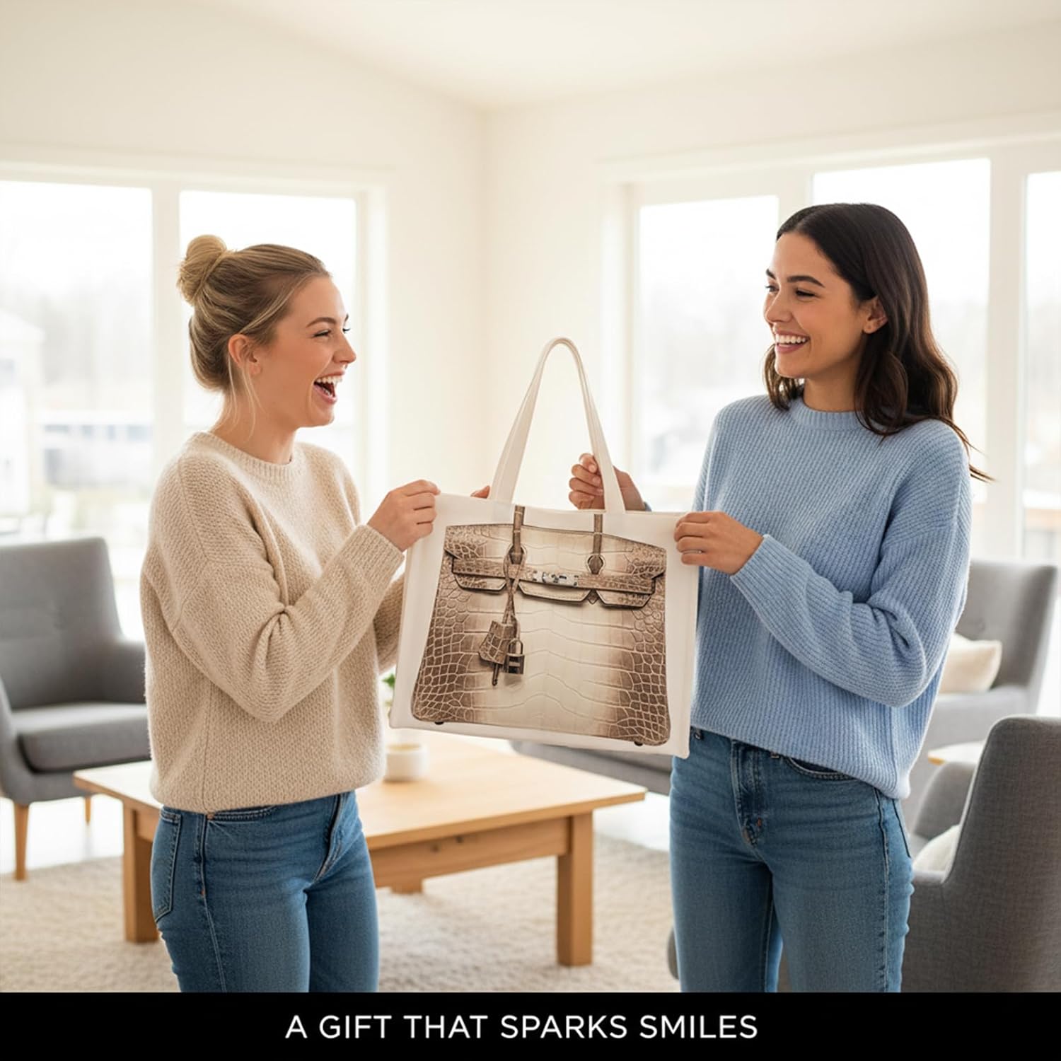 Chic Canvas Tote with Fashion-Inspired Print – Funny Gift Bag for Women, Stylish Holiday Present, Foldable Everyday Carryall - Image 3