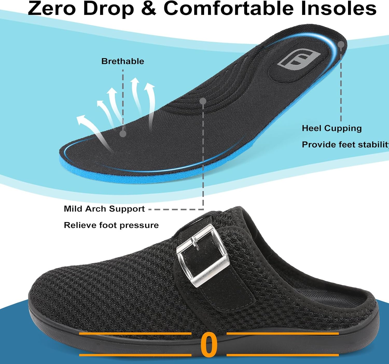 JOINFREE Womens Wide Slippers Adjustable Diabetic Mules Slip on House Slipper Clogs Breathable Comfortable Barefoot Walking Slipper for Arthritis Edema Swollen Elderly - Image 6