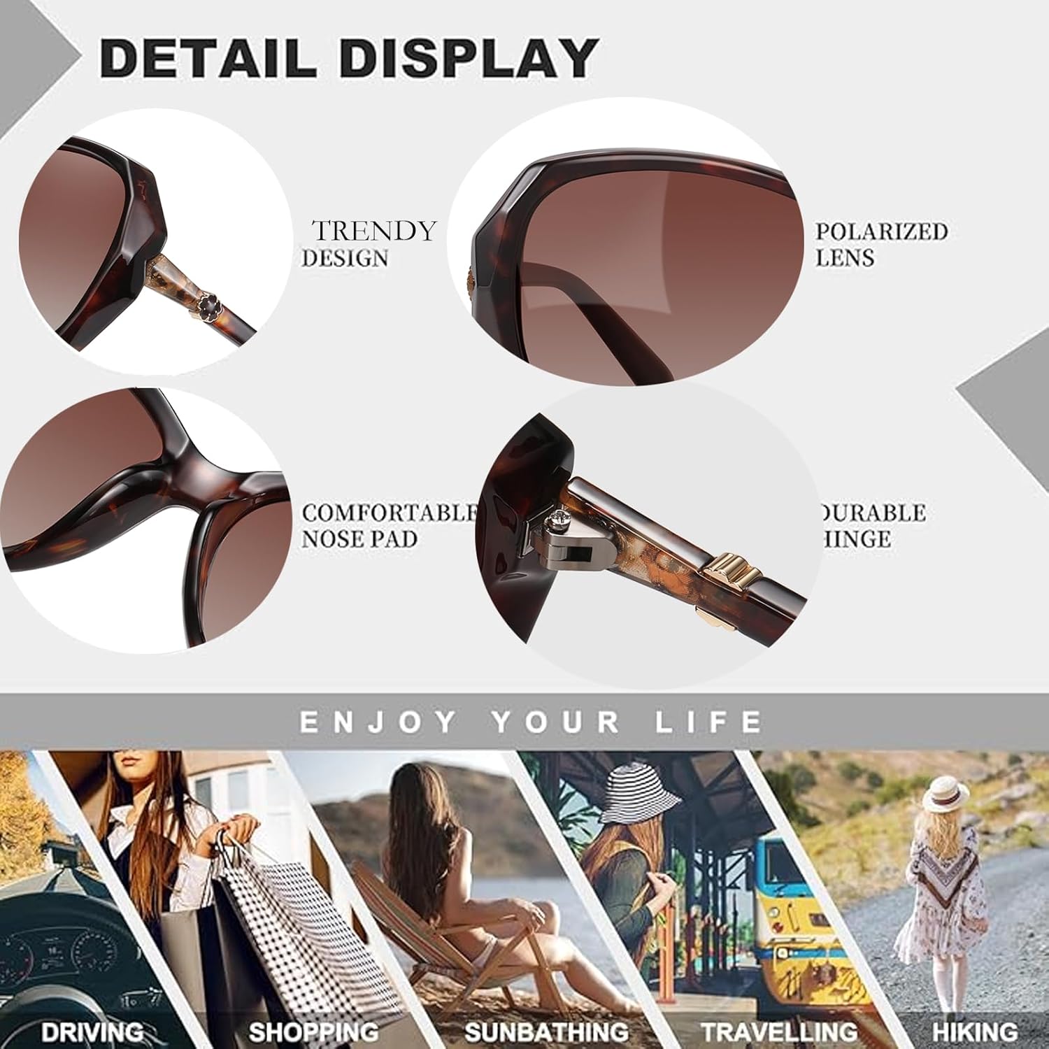 HAOLOTA Oversized Sunglasses Womens Polarized Trendy Sun Glasses Shades UV400 Protection - Image 4