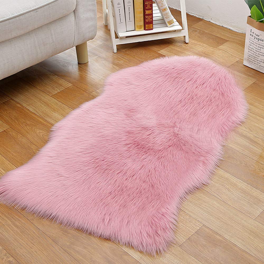 GueTTO Fluffy Faux Sheepskin Area Rug, Super Soft Fluffy Bedroom Rug Faux Sheepskin Fur Rug, Fluffy Rug, Super Soft Fur Carpet Floor Mat for Home Living Room Sofa Floor Bedroom,N,40x60cm