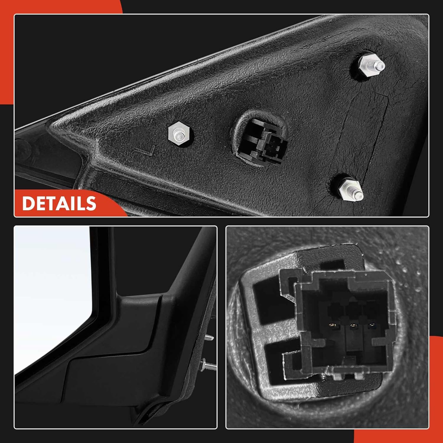 A-Premium Driver Side Power Door Mirror - Compatible with Ford Ranger 2006-2011 & Mazda B2300 B3000 B4000 2006-2008 - Non-Heated Manual Folding Textured Black Outside Rear View Mirror