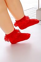 Vista 5 de Calcetines de encaje con volantes para recién nacidos, para niñas pequeñas