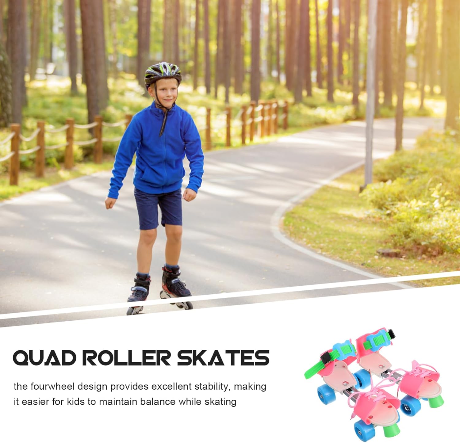 BESPORTBLE 1pair Boy Girl Roller Skates for Boys and Girls Easy Use Quad Skates for Indoor and Outdoor Skating for Ages Design Balance Wheels