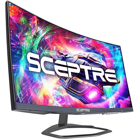 Sceptre Curved 24.5-inch Gaming Monitor up to 240Hz 1080p R1500 1ms DisplayPort x2 HDMI x2 Blue Light Shift Build-in Speakers, Machine Black 2023 (C255B-FWT240)
