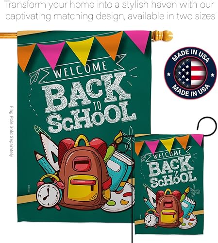 Miniatura 4 de Bandera de jardín de bienvenida para educación a la escuela, suministros de autobús para el primer día, maestros, estudiantes, clase, decoración de