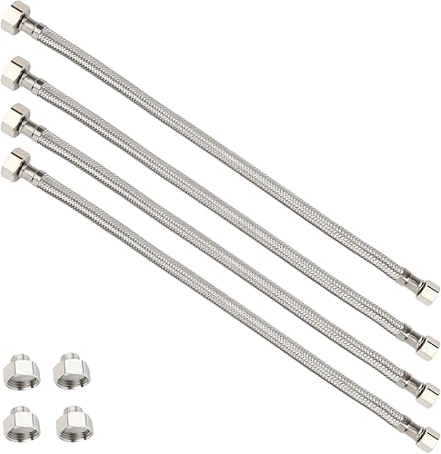 Klabb Conector de grifo de cocina de baño de 24 pulgadas de largo, manguera de suministro de acero inoxidable trenzada, rosca de compresión hembra