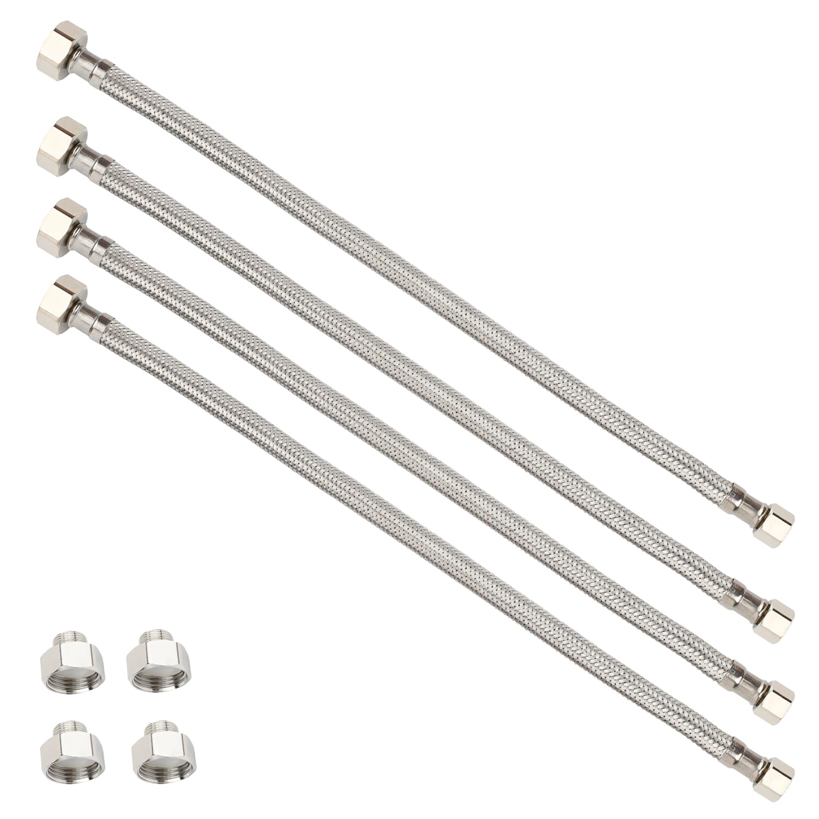 Klabb 24-Inch Long Bathroom Kitchen Faucet Connector Braided Stainless Steel Supply Hose 3/8-Inch Female Compression Thread x M10 Male Connector, x 4Pcs (2 Pair)
