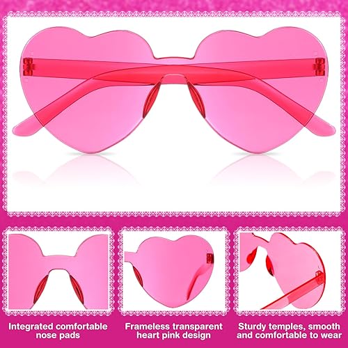 Miniatura 4 de Copkim 48 cajas de regalo de princesa rosa intenso, incluye 24 lentes de sol de corazón rosa y 24 cajas de regalo de fiesta rosa para niñas,