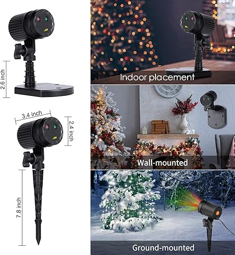 Miniatura 3 de Moonflor Luces láser de Navidad al aire libre, luz láser móvil roja y verde, luz de proyección estrellada, 3 modos de trabajo, luces de paisaje
