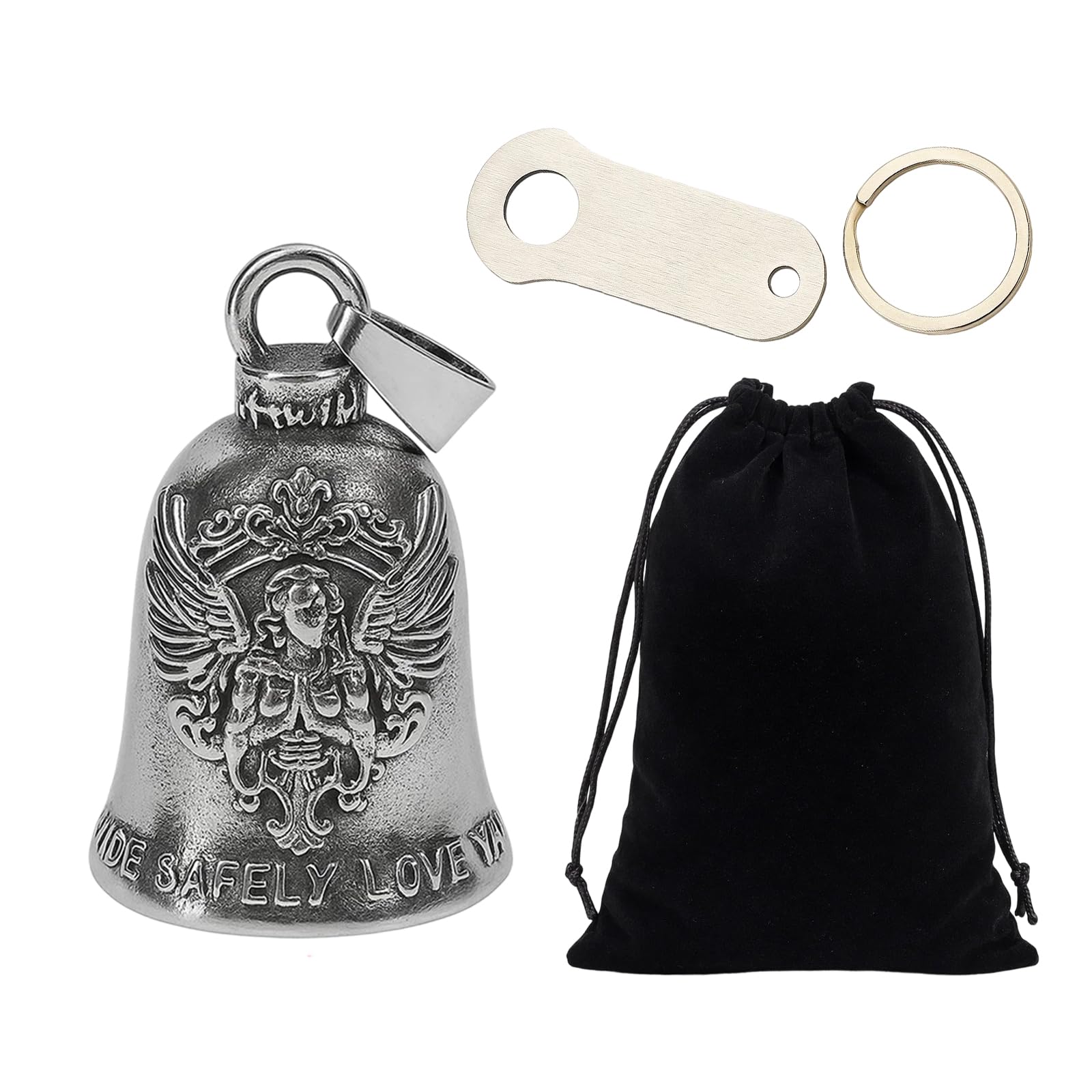 3Pcs Guardian Bell For Motorbikes, Premium Durable Good Luck Motorcycle Gifts, Protective Charm For Road Trips, With Keychain Ring Motorcycle Accessories For Women Man