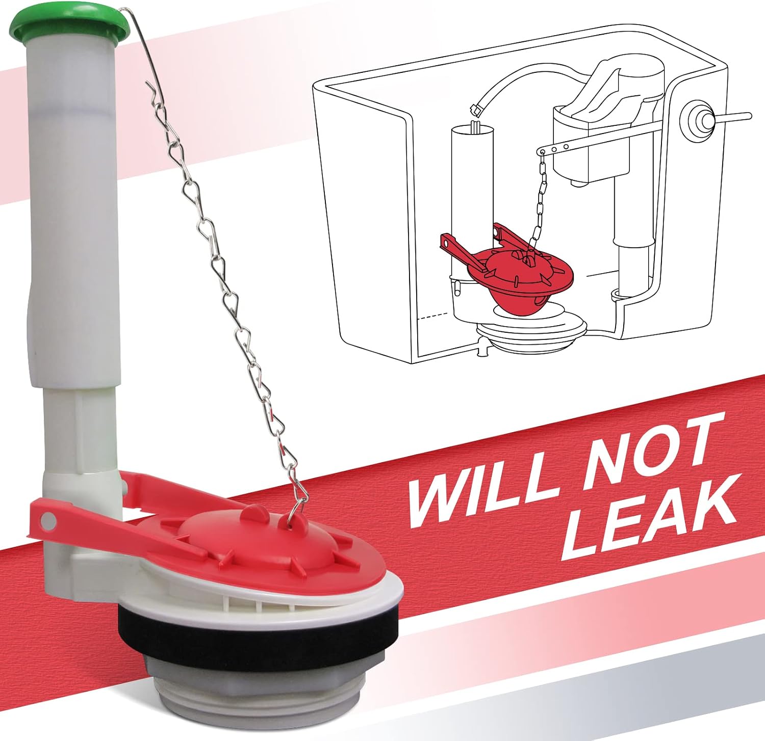 Crosize (2 Pack) Toto Water-Saving Valve Toilet Flapper 3 Inch Replacement Kit, Rubber Toilet Tank Flapper with Chain, Suitable for G-Max, Thu499s, Thu331s, Thu175s & 2021BP Toto Toilet Models, Red