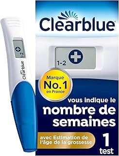 Clearblue Test De Grossesse Digital Avec Estimation De l’Âge De La Grossesse, 1 Test Digital, Vous indique le Nombre de Semaines depuis la Conception: 1-2, 2-3 ou 3+ semaines, L'Emballage peut varier