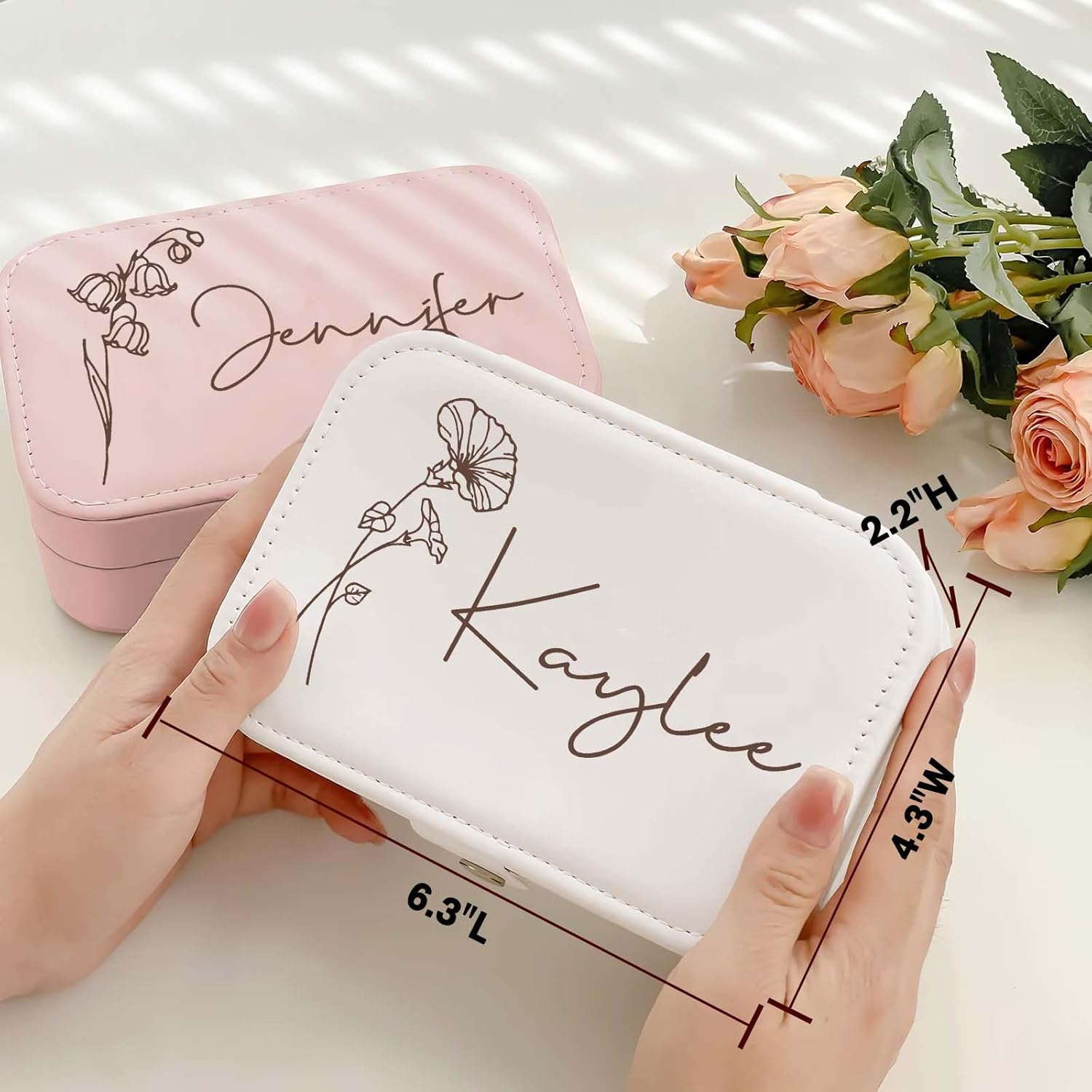 Personalized Jewelry Box Gifts for Women Custom Travel Jewelry Case Organization Leather Customized Birthday Anniversary Bridesmaid Gifts - Image 4