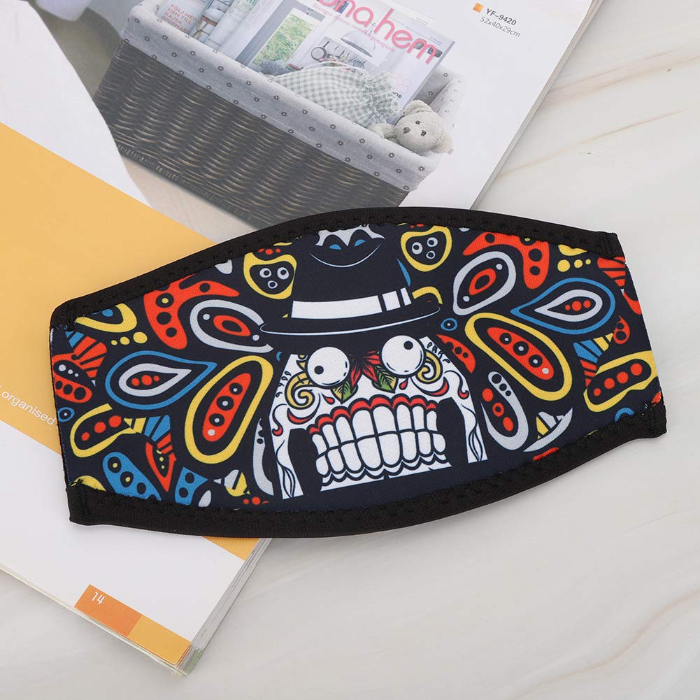 010 SBR Diving Mask Strap - Double Sided Neoprene Hair Protector for Snorkeling & Swimming, Comfortable Hair Wrap with Cartoon Design (Cartoon printing - funny teeth)