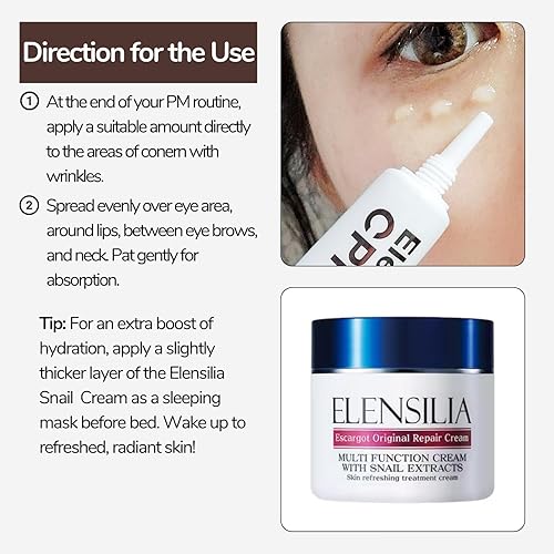 Miniatura 7 de Elensilia Crema intensiva de colágeno para debajo de los ojos, rellena con 80% de colágeno, mucina de caracol para antiarrugas, Matrixyl 3000,
