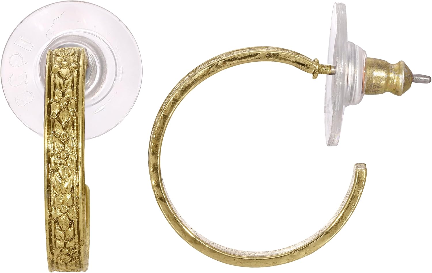 1928 Jewelry Tiny Etched Floral Hoop Earrings