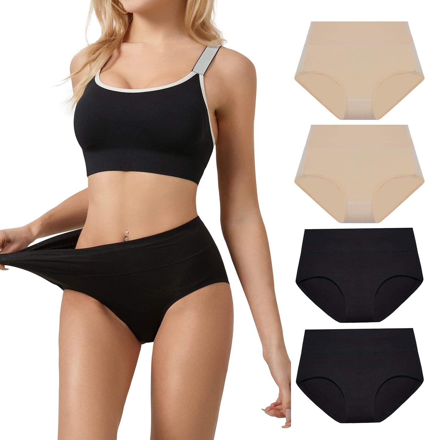 SERISIMPLE Viscose Bamboo Women Luxury Underwear Silky Comfy Ultra Soft Briefs Stretch High&Mid Waist Panties 4 pack