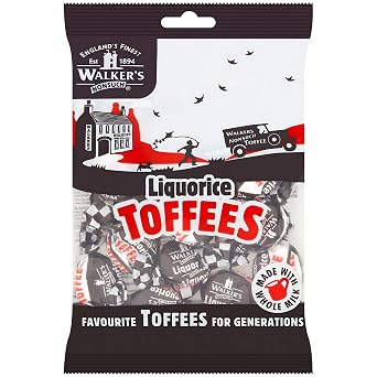 Walkers Nonsuch Liquorice Toffees | with Condensed Milk & Black Treacle | Imported from the UK | Traditional British Candy | Old Fashioned Licorice Toffee | 5.29 Oz 150g