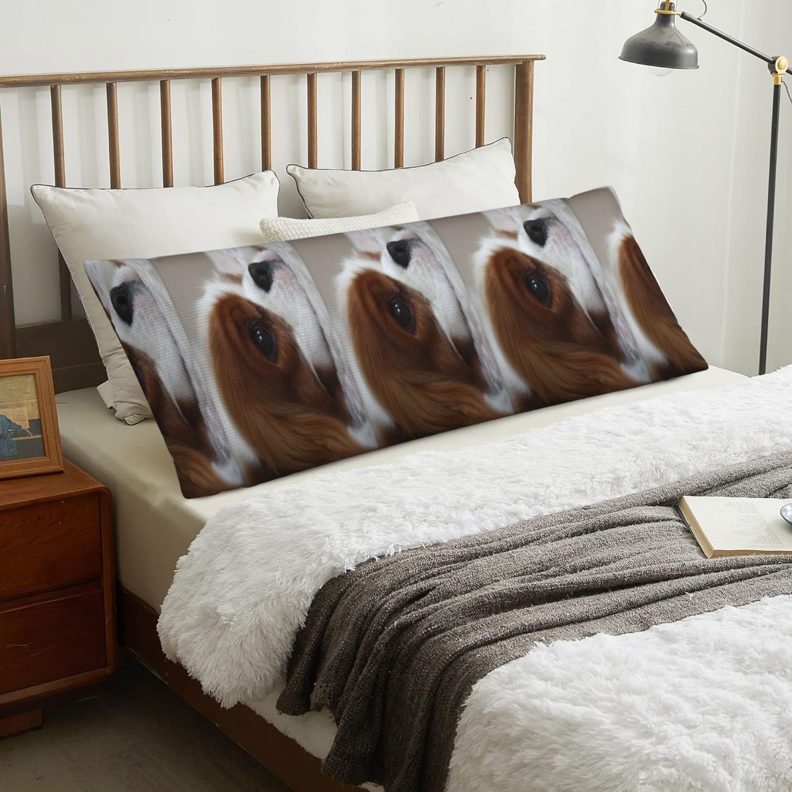 Cavalier King Charles Spaniel Pets Puppy Dogs, Body Pillow Cover with Zipper,Long Body Pillowcase 20 x 60 in