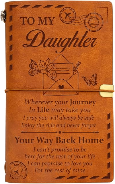 Vetbuosa Daughter Gifts, to My Daughter Leather Journal Notebook, Best Daughter Gifts from Mum Dad, Encourage and Love Gifts for Daughter, for Christmas Gifts, Birthday Gifts, Back to School Gifts
