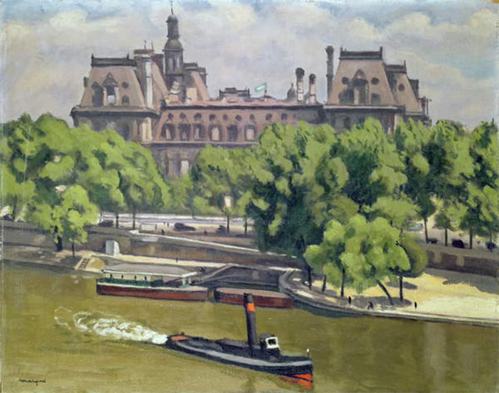 HRJUBWREE Oil Painting Prints on Canvas Painting Picture the Hotel De and the Seine Paris by Albert Marquet Artwork Canvas Prints for Office Decor 60x90cm