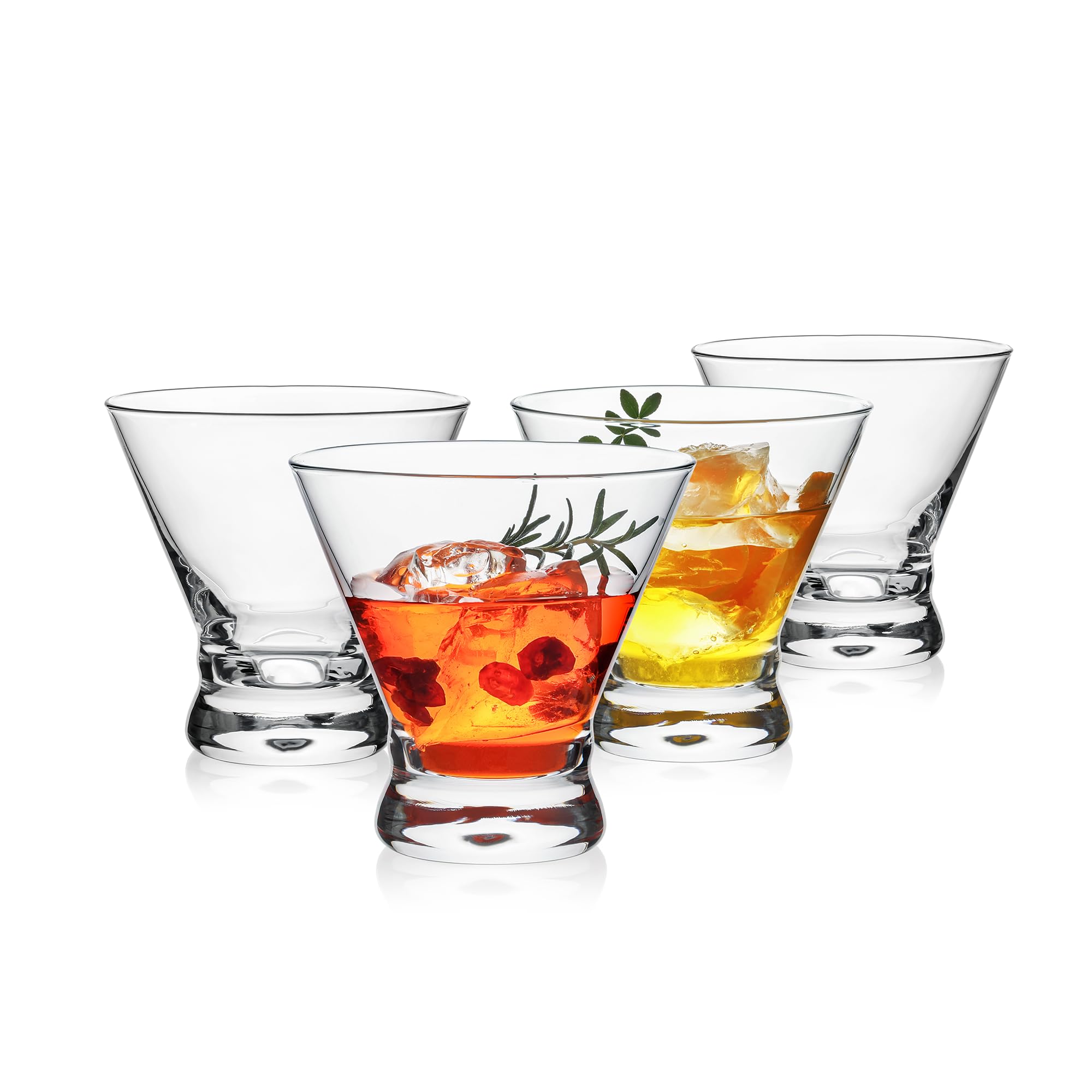 OUWO Martini Glasses Set of 4, （240ml / 8oz） Stemless Martini Cocktail Glasses for Margarita, Cosmopolitan, Manhattan, Home Bar, Gimlet, Pisco Sour, Brandy, Crystal Clear