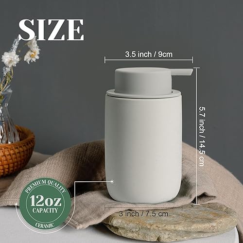 Miniatura 2 de INGOFIN Juego de dispensador de jabón de loción de cerámica, paquete de 2 (12 onzas) dispensador de jabón de manos de baño con bomba, juego de