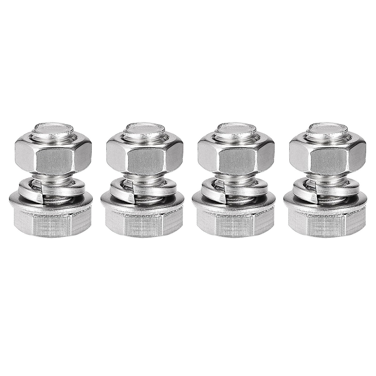 TOP-VIGOR 4Pcs M8 x 16mm Hex Head Screws Bolts, Nuts, Flat & Lock Washers Kits