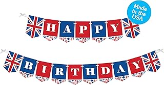 Big Dot of Happiness Cheerio, London - British UK Birthday Party Bunting Banner - Birthday Party Decorations - Happy Birthday