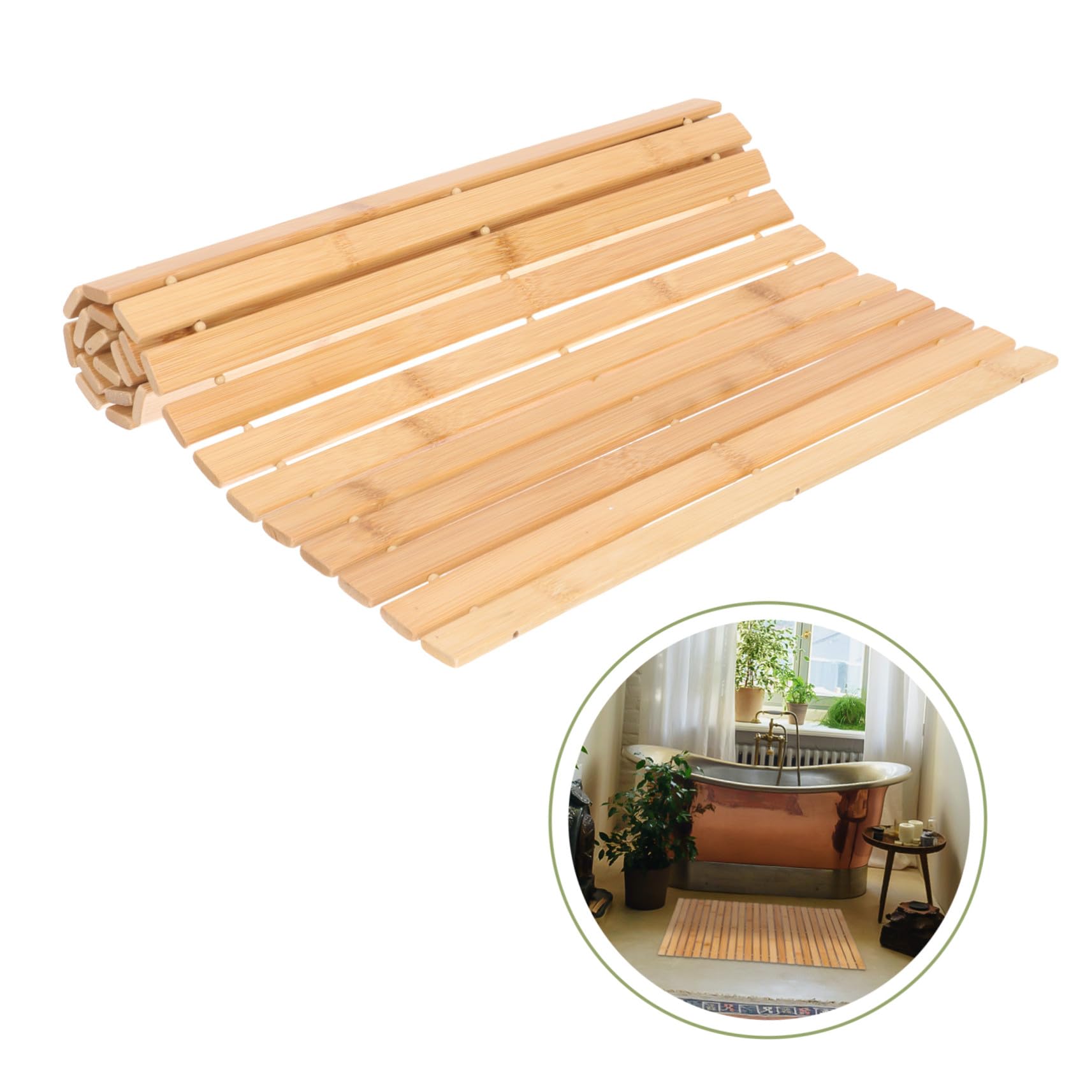 VALICLUD Tapete Antideslizante para Baño Alfombra De Bambú Tapete De Suelo para Pies para Decoración De Baño y Entrada De Bambú