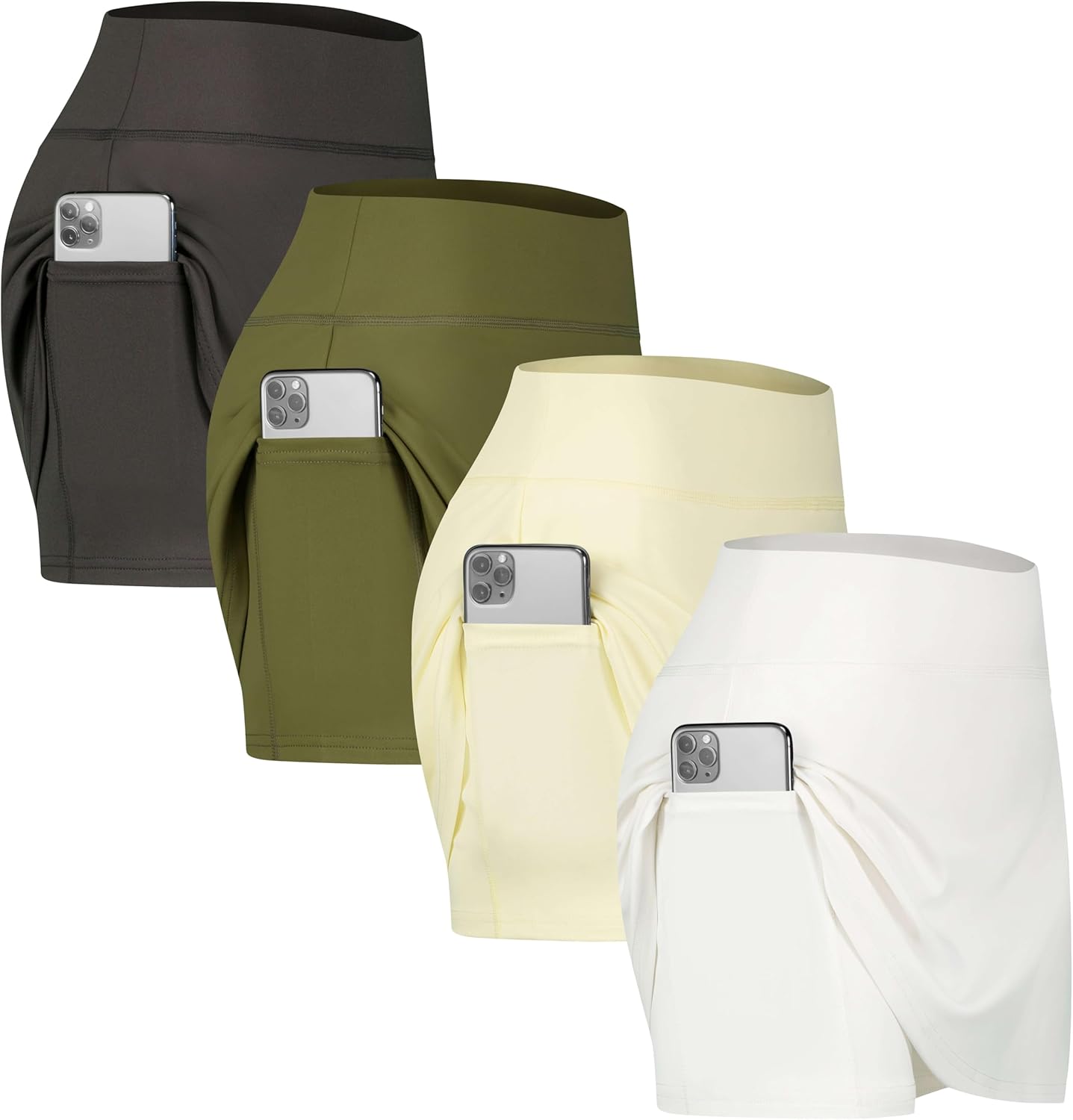 Real Essentials 4 Pack: Women's Active Skort Lightweight Comfy & Breathable Tennis Golf Skirt (Available in Plus Size)