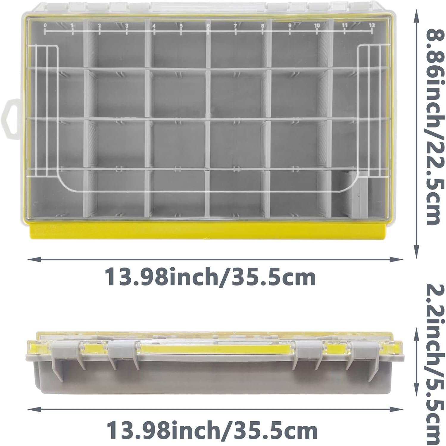 Aventik Waterproof Fishing Tackle Box Organizer with Removable Dividers Sturdy Lure Storage Box and Terminal Tackle Storage 3600/3700 Tackle Trays (Green(2), 3700-13.98x8.86x2.2inch)