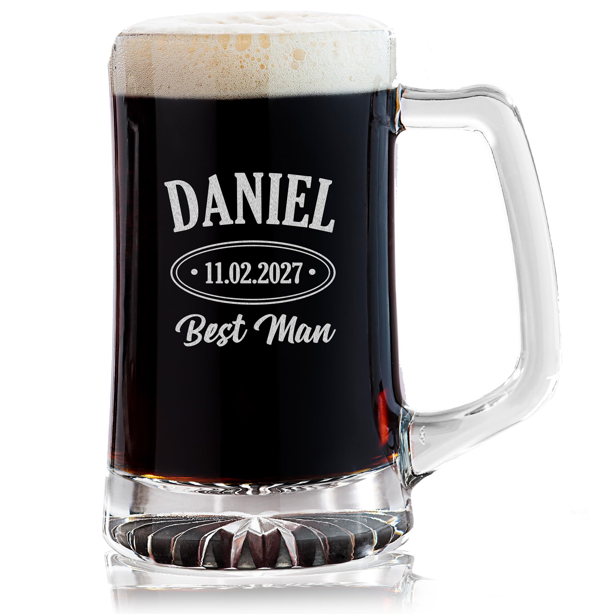 Lifetime Creations Engraved Personalized Groomsman Large Beer Mug 25 oz - Groomsmen Gift, Best Man, Bachelor Party, Beer Stein for Wedding, Dishwasher