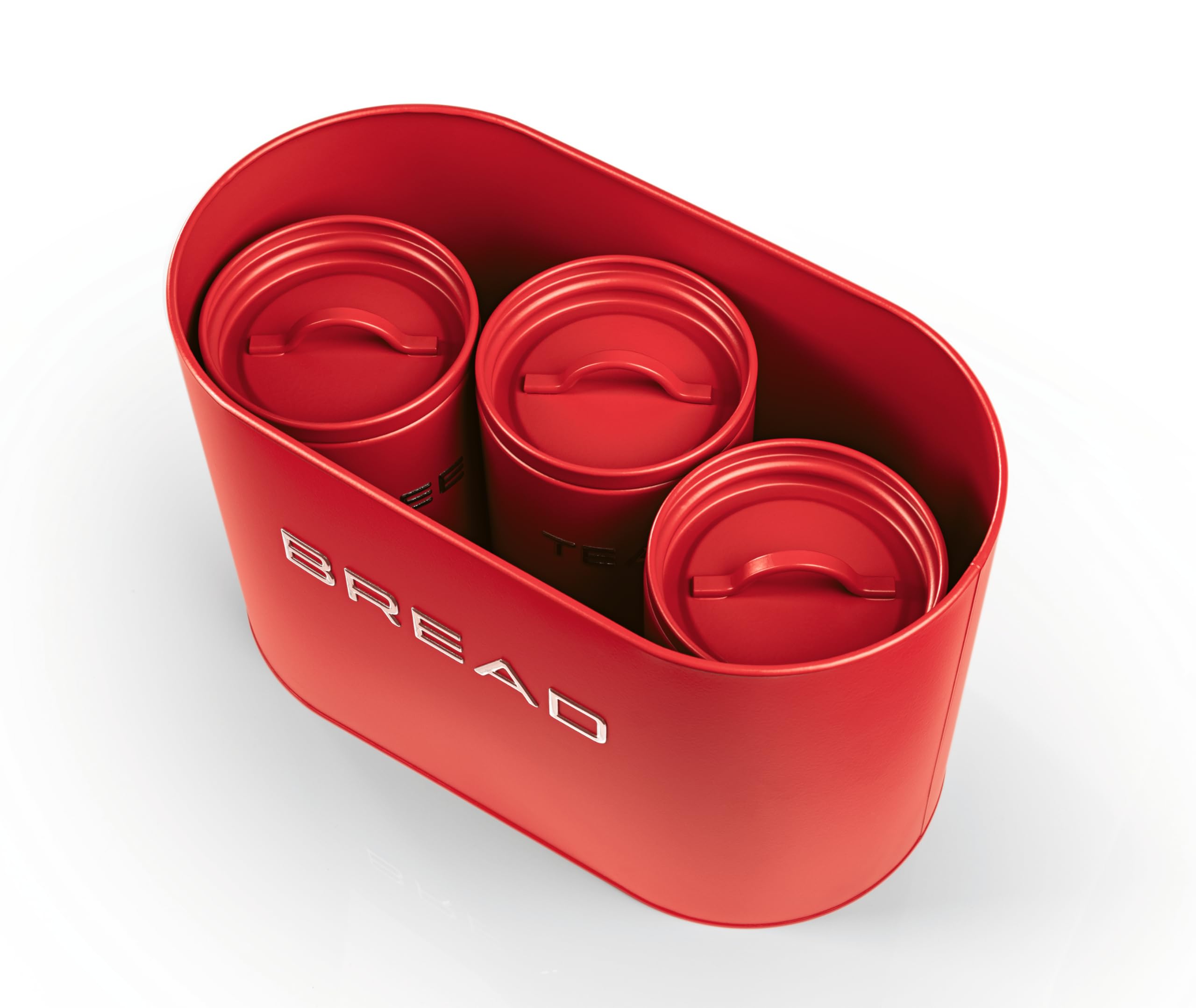 GOURMETmaxx Brotkasten inkl. Vorratsdosen-Set - 8-tlg. Set | Stilvolle & luftdichte Metalldosen mit Deckel und Beschriftungen für Brot, Kaffee, Tee & Zucker | Aromadicht für frische Lebensmittel