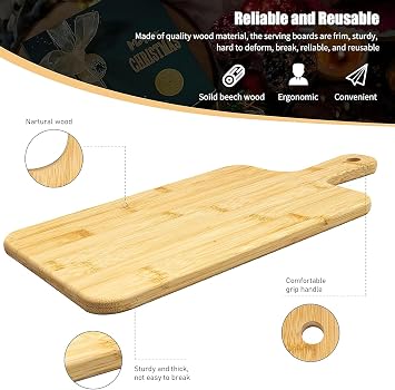 5 Pcs Wood Cutting Boards with Handle, Large Wooden Chopping Boards Set