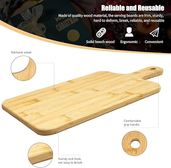 5 Pcs Wood Cutting Boards with Handle, Large Wooden Chopping Boards Set