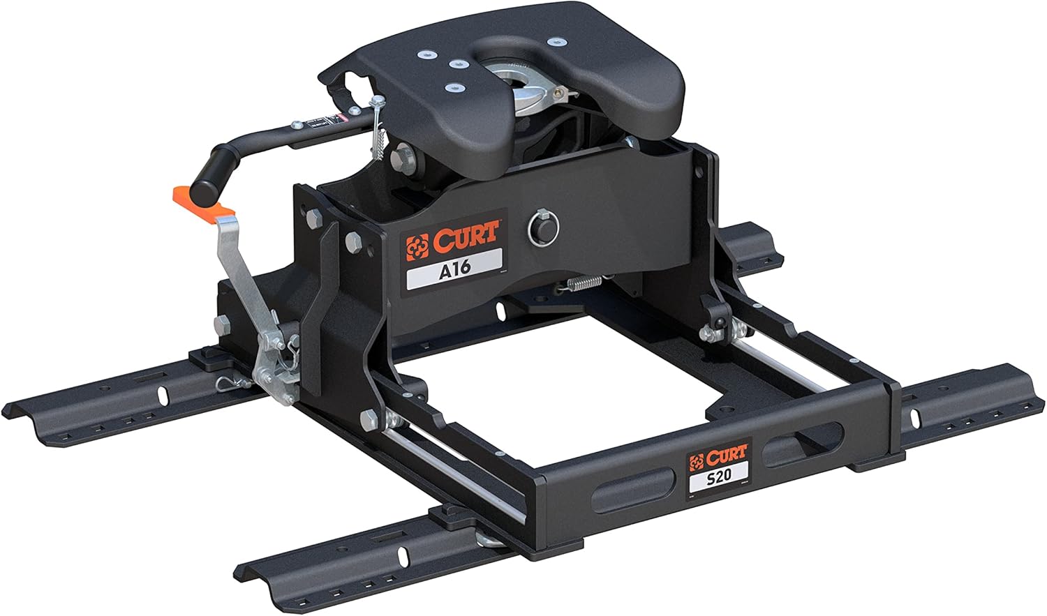 CURT 16053 A16 5th Wheel Slider Hitch with Base Rails for Short Bed Trucks, 16,000 lbs