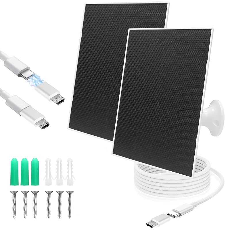 Carregador Solar USB de 4 W para Câmeras e Campainhas Eufy, IP65, Suporte Ajustável, Cor Creme, Kit com 2