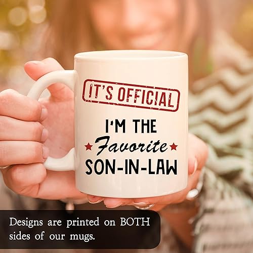Miniatura 3 de Taza de café con texto en inglés "It's Official I'm The Favorite Son in Law de 11 onzas", regalos divertidos para el yerno de suegra de suegra -