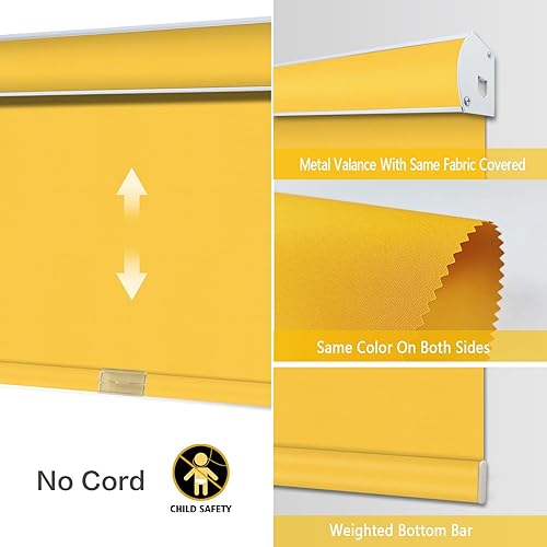 Vista 70 de Yin Yang Persianas opacas con cenefa inalámbrica, cortinas de tela filtrante de luz UV blanca, persianas enrollables con cenefa de metal cubierta