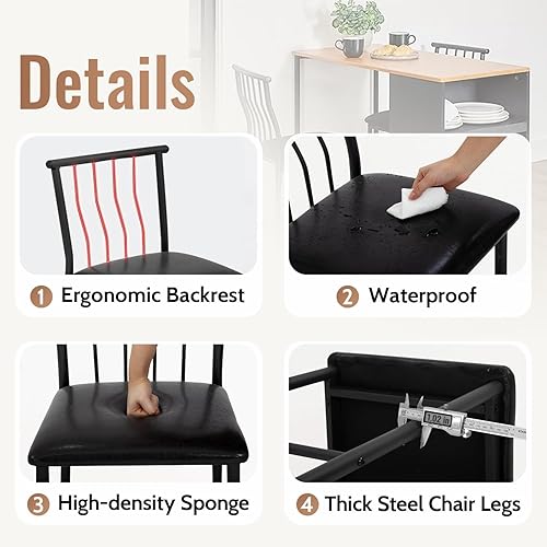 Miniatura 4 de Sillas de comedor, sillas de cocina, juego de 2 sillas de comedor para espacios pequeños para 2 muebles modernos rectangulares (solo 2 sillas)