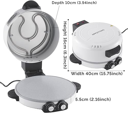 Miniatura 6 de Horno eléctrico de pizza de 12 pulgadas con temporizador y control de temperatura, perfecto para pizzas, panqueques, quesadillas, galletas (12