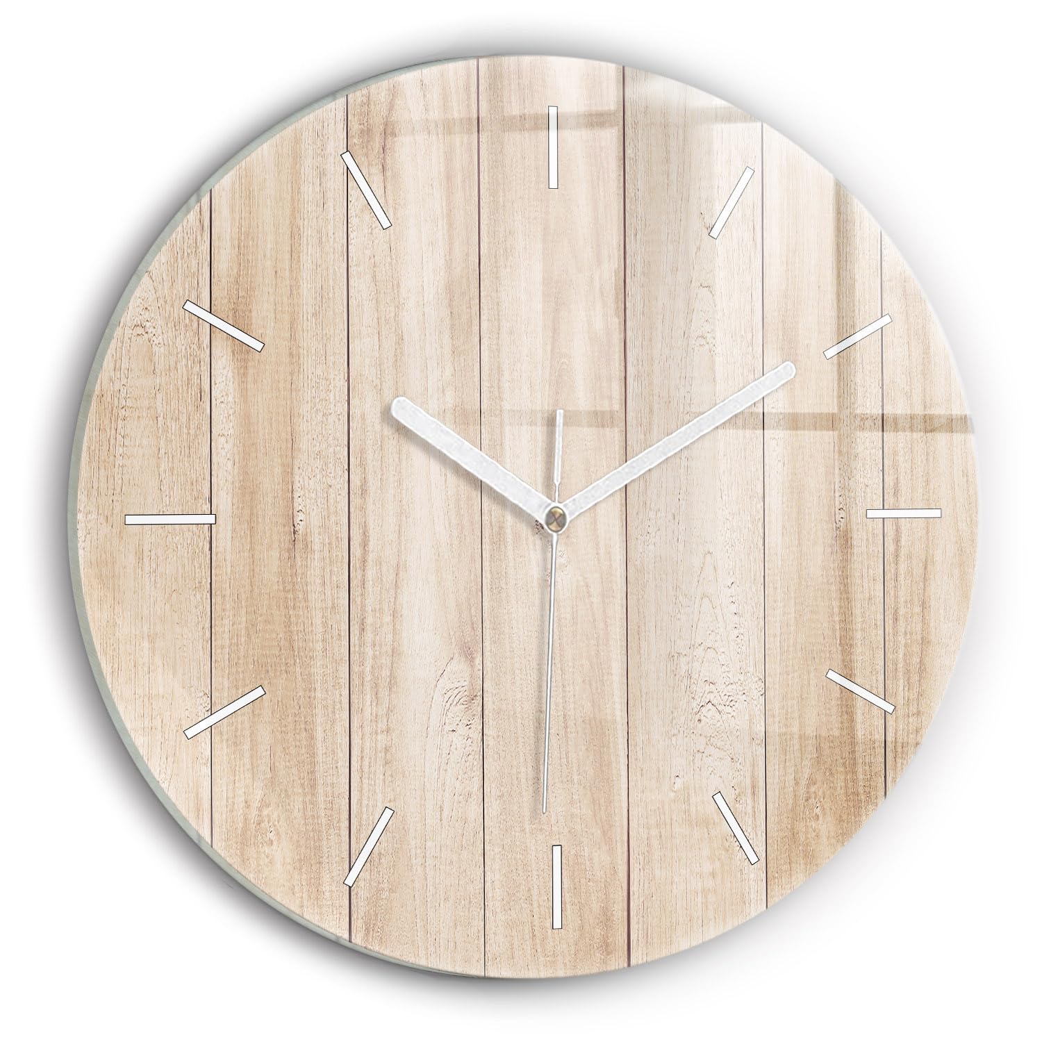 Horloge en Verre 30 cm Wallfluent Style Élégant et Finition Texture en Bois Premium