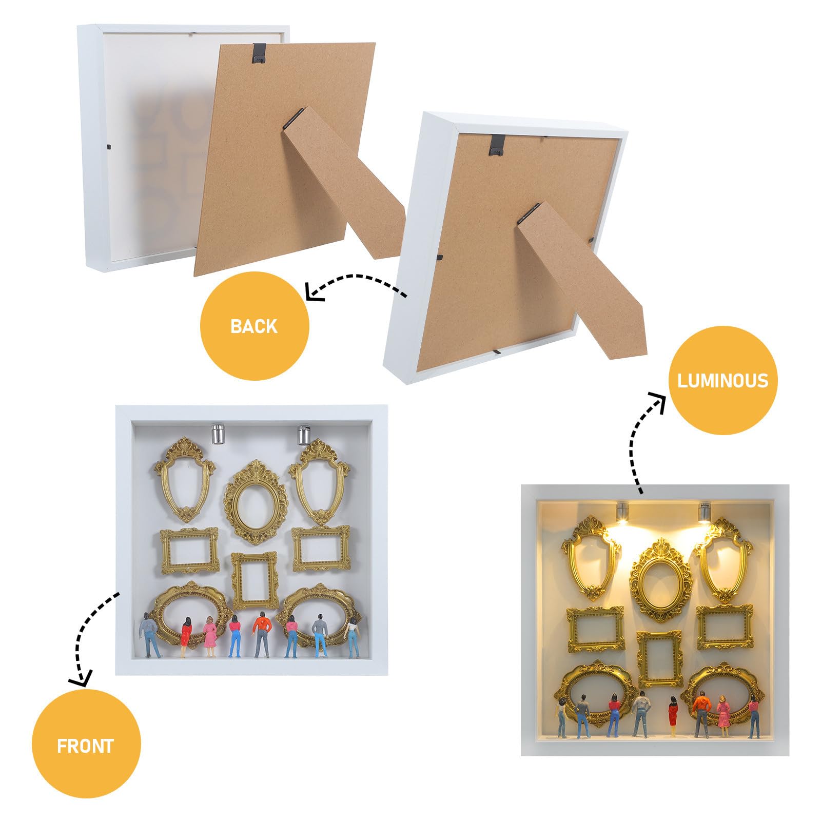 Marco de Caja de Sombra DIY Mini Galería Blanco para Bodas y Hogar