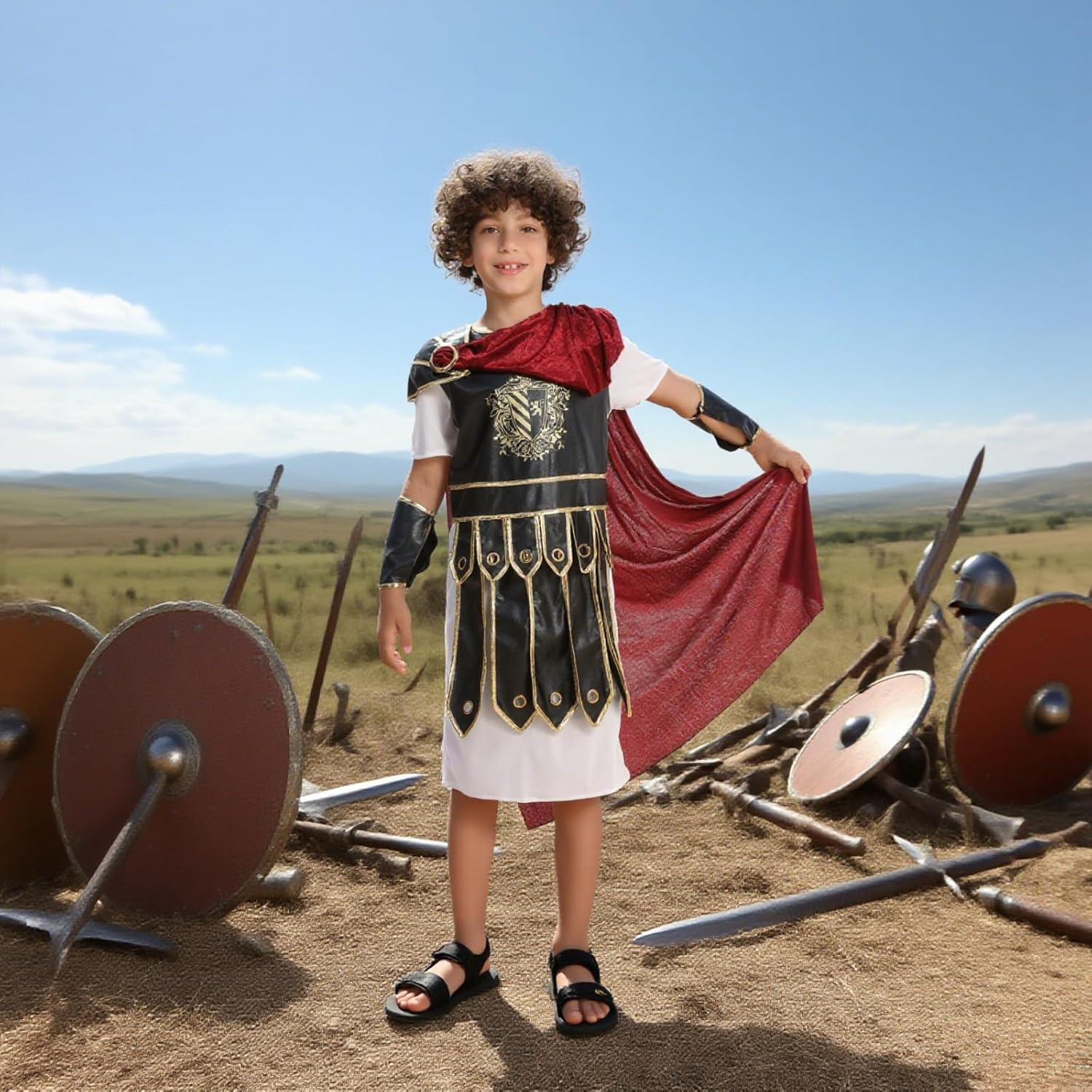 yolsun Boys Roman Soldier Costume Kids Warrior Knight Costume Brave Medievel Gladiator Halloween Cosplay