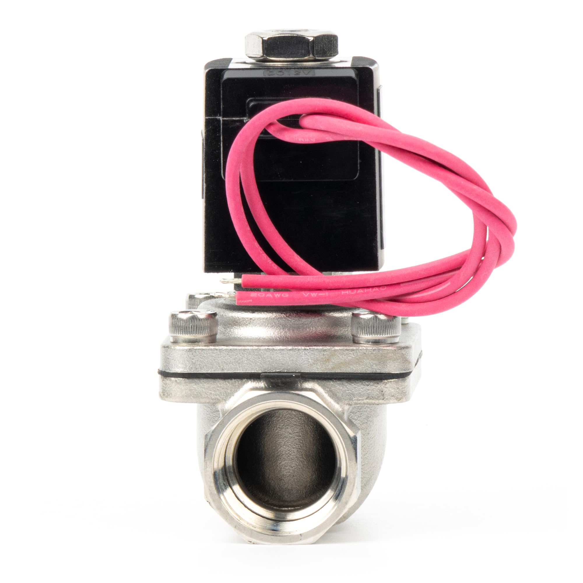 Zawór elektromagnetyczny 3/4" - stal nierdzewna DC 12 V z uszczelką Viton, normalnie zamknięty, typ przewodu ołowianego, gwint G