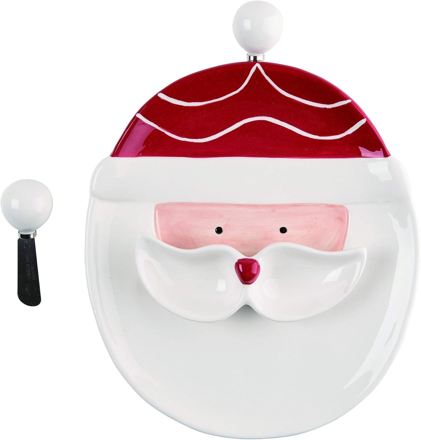  | Christmas Santa Chip & Dip Dolomite Platter Set Standard: Chip & Dip Sets