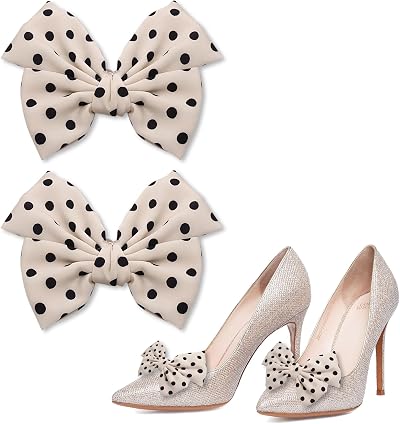 ASTIMESA 2 Pieces Satin Bow Shoe Clips, Detachable Shoe Charms Bow, Decorative Bow Shoe Buckle Decoration Accessories for Women High Heels Dress wedding