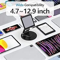Vista 4 de Swivel Tablet Stand, Aluminum Portable 360°Rotating Adjustable Tablet Holder for All 4-12.9’’ iPad Surface Samsung Phone Tablet Kindle E-Reader and